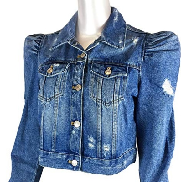 PLEASE sell me a  ZARA puffy shoulder denim jacket - Picture 2 of 11